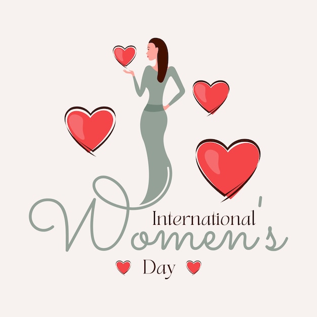 Internationale Vrouwendag achtergrond met abstracte vrouwen en hart