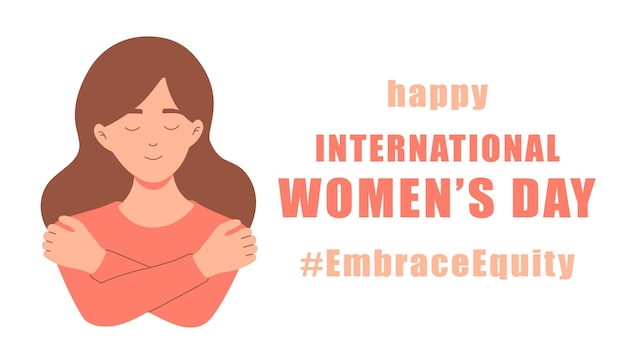 Internationale Vrouwendag concept poster Embrace equity vrouw illustratie achtergrond