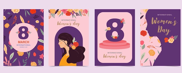 Internationale vrouwendag met bloemgebruik voor verticaal a4-kaartontwerp