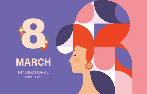Internationale Vrouwendag met geometrisch vormgebruik voor horizontaal bannerontwerp