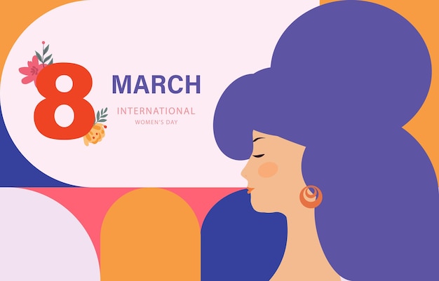 Internationale Vrouwendag met geometrisch vormgebruik voor horizontaal bannerontwerp