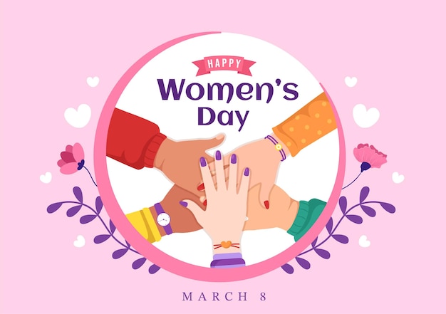 Internationale Vrouwendag op 8 maart Illustratie om de prestaties van vrouwen in de hand getekend te vieren