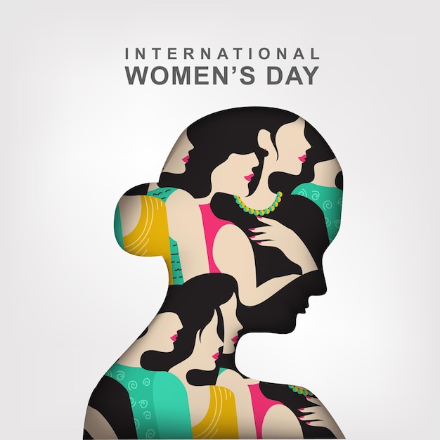 Internationale Vrouwendag Vectorillustratie van een vrouwelijk silhouet