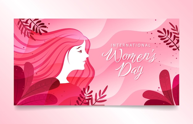 Internationale vrouwendagillustratie met minimalistisch plat ontwerp in roze kleur