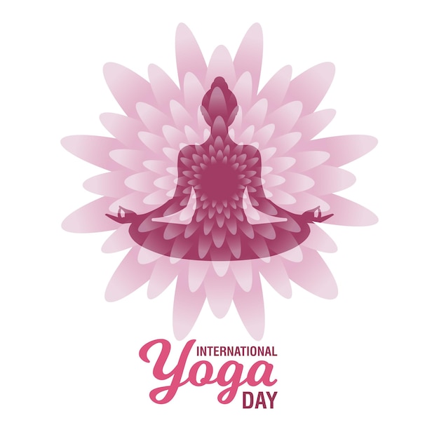 Internationale Yoga Dag 21 juni poster Padmasana Kapalbhati Pranayama Lotus Pose meditatie asana vector