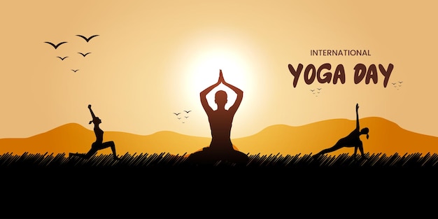 Internationale yoga dag banner ontwerp vector bestand