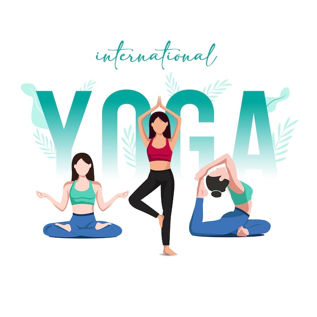 Internationale yoga dag vector illustratie minimale platte vector