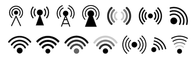 Коллекция иконок интернет-антенной башни набор иконок сигнальной башни