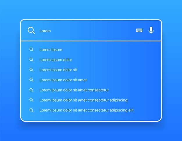 Vector internet browser search engine search bar for ui mobile app search address and navigation bar