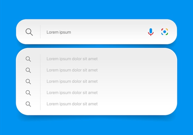 Vector internet browser search engine search bar for ui mobile app search address and navigation bar