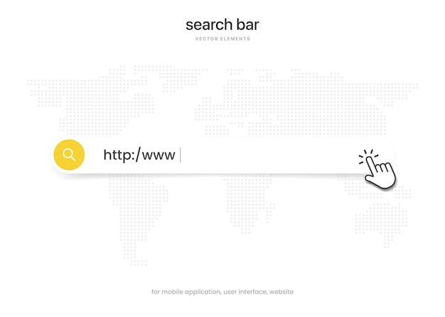 インターネット ブラウザ検索エンジン。 ui ux および Web サイトの検索バー。検索アドレスとナビゲーション バー
