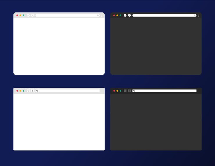 Vector internet browser window mockup. internet page blank template.