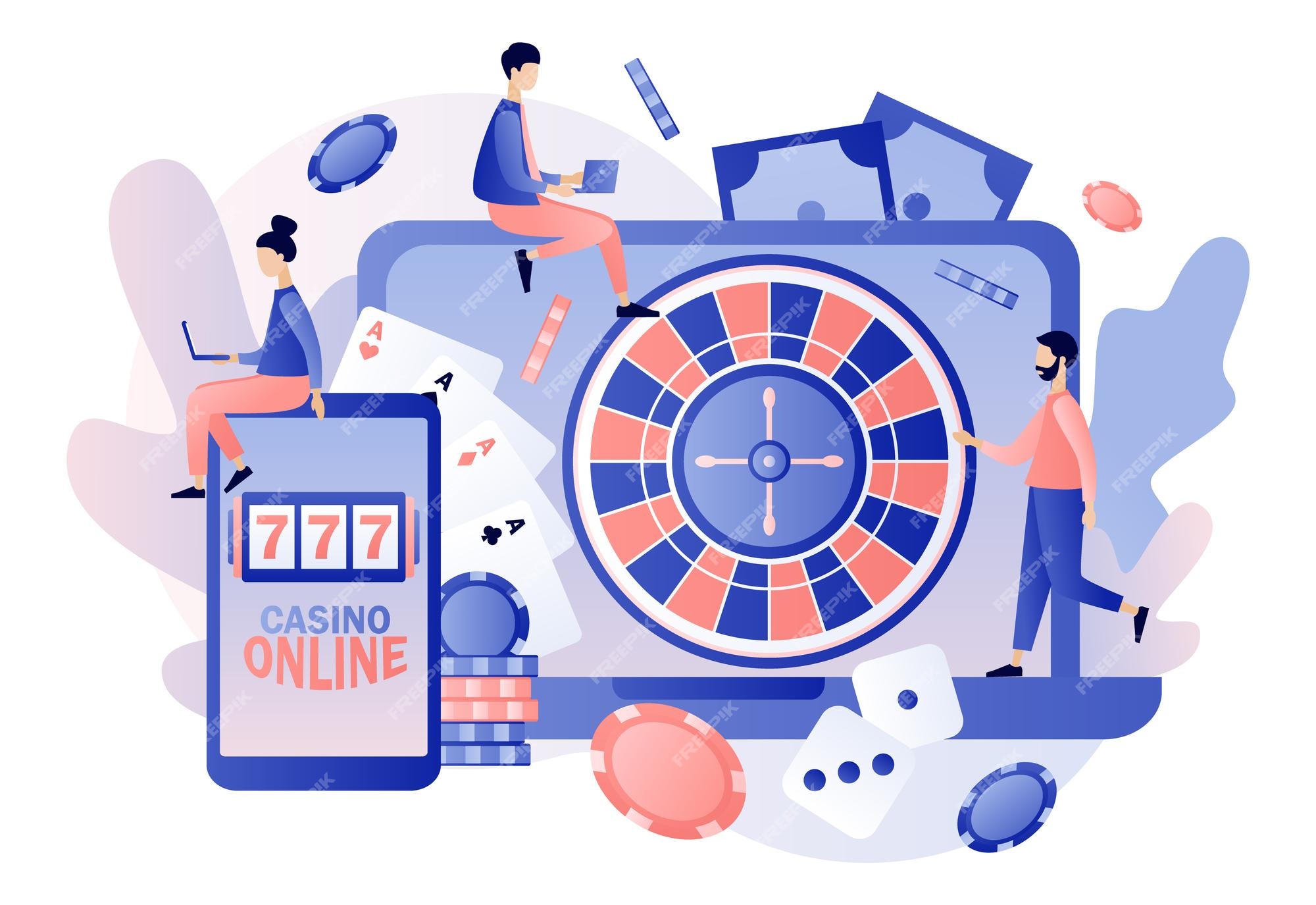 Premium Vector  Online casino gambling with roulette and poker