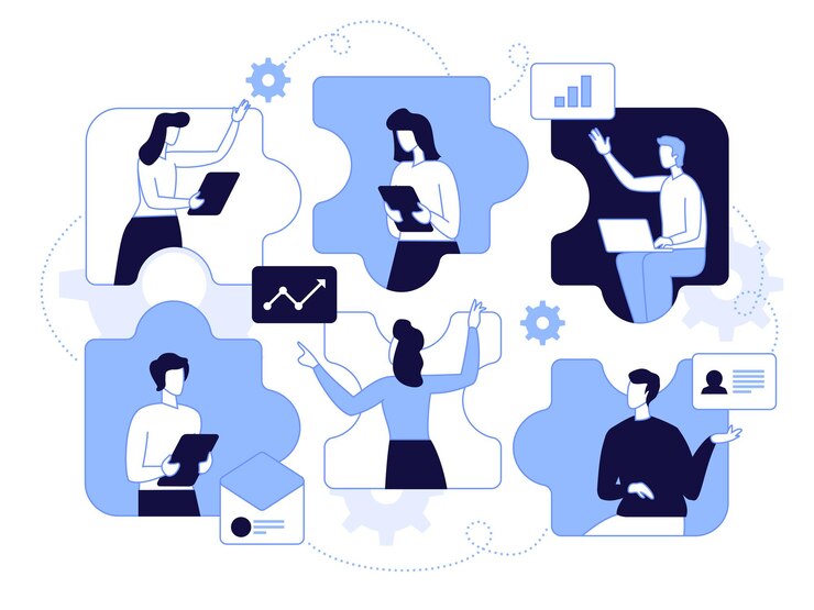 Vector internet communication team metaphor
