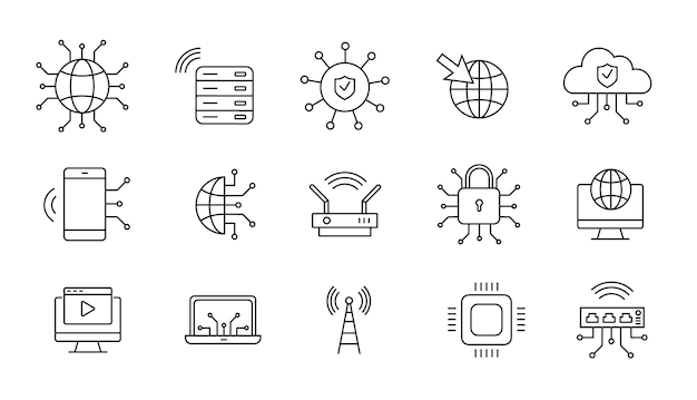 Vector internet computer web icons gerelateerd aan netwerk internet vector illustratie