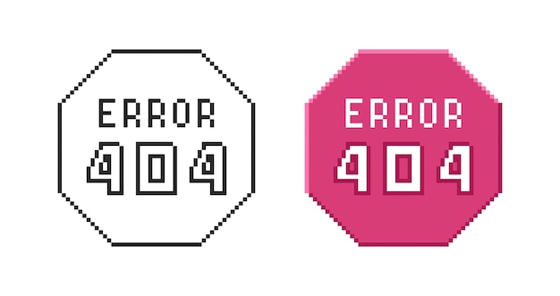 Internet connection error icon 404 set of retro pixel symbols