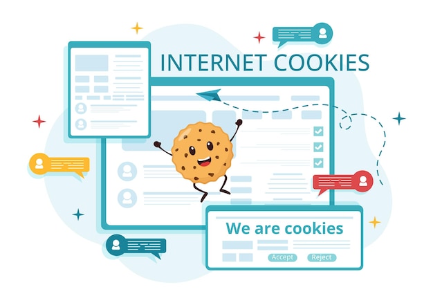 Internet Cookies Technologie Illustratie met Track Cookie Record van het browsen op een website