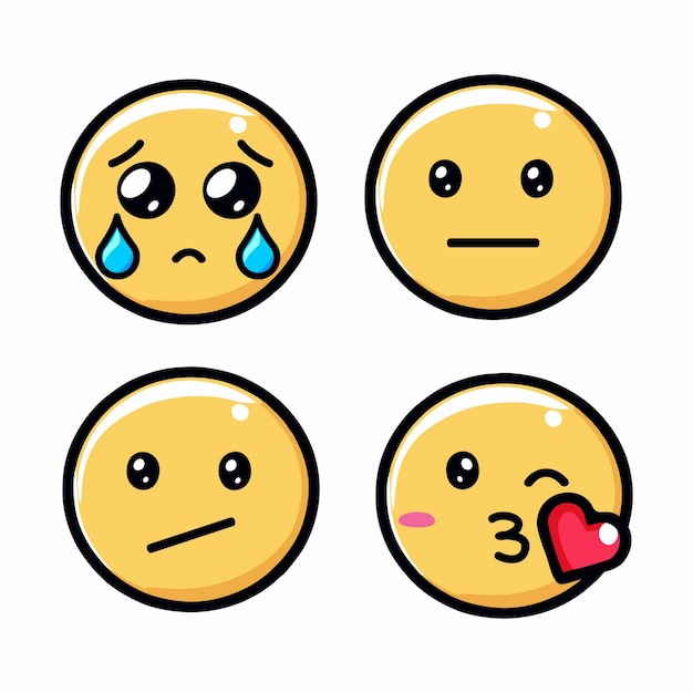 Vector internet cute and different emojis emoticon