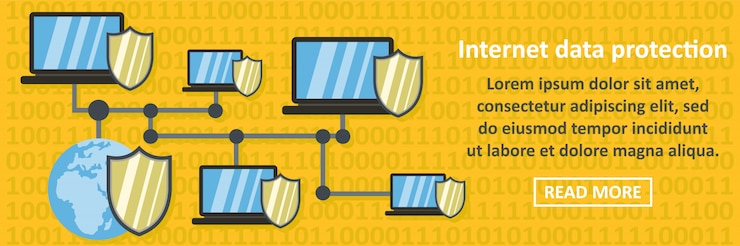 Vector internet data protection banner horizontal concept