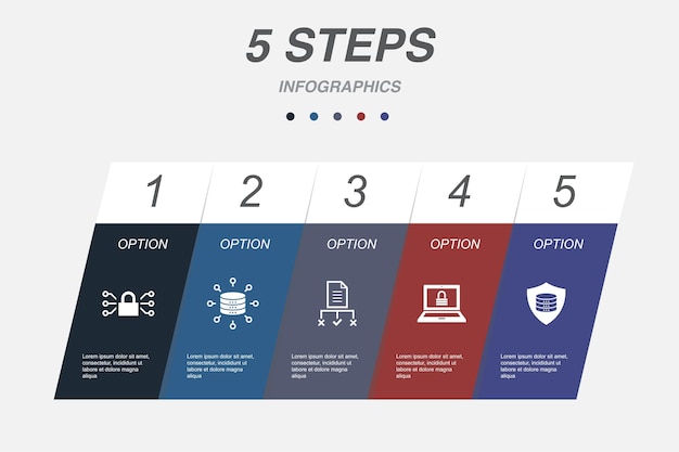 Vector internet ecommerce social media iot server icons infographic design template creative concept with 5 steps