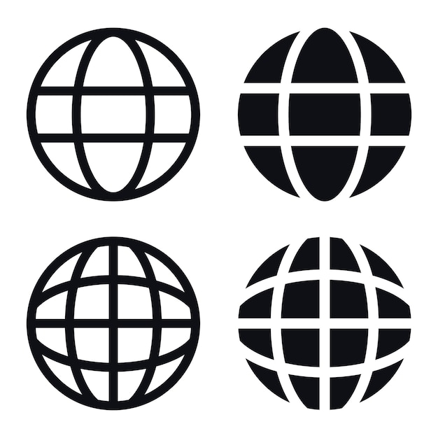 Internet globe-rasters in lijn- en glyph-stijlen