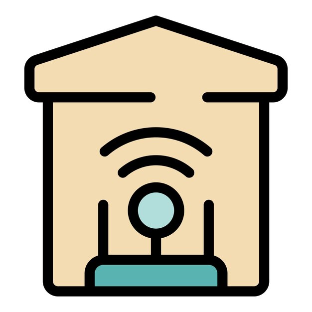 Vector internet house icon outline vector secure private data server color flat