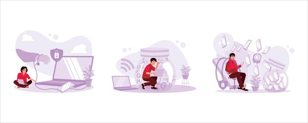 인터넷이 책을 대체하고 있다 남자들은 전자제품에 중독되어 있다