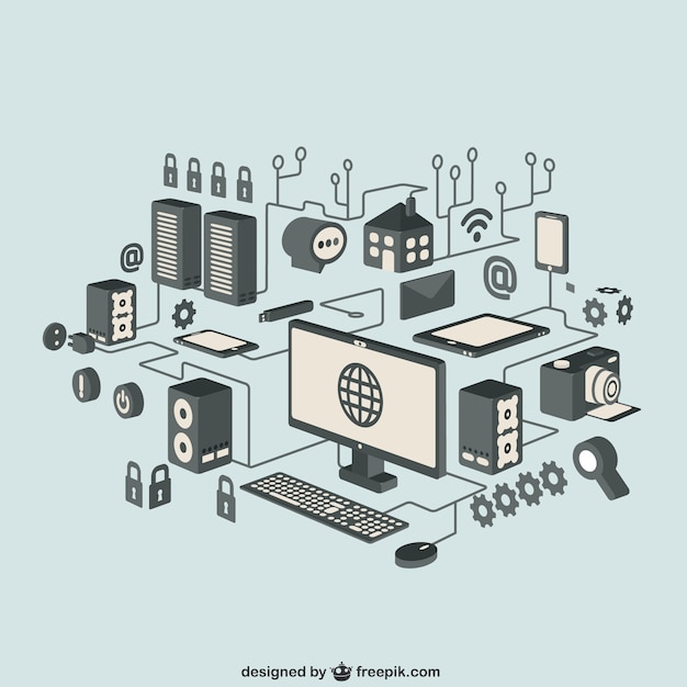 Vector internet isometric icons