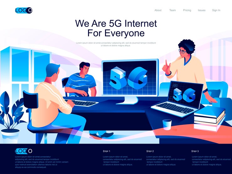 Vector internet isometric landing page with flat characters situation