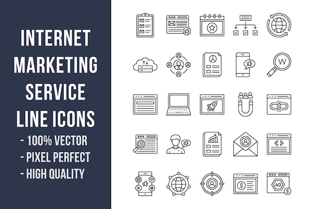 Internet Marketing Service Line Icons