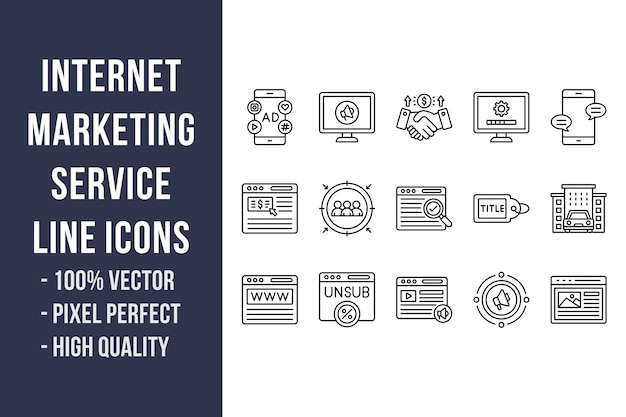 Internet Marketing Service Line Icons