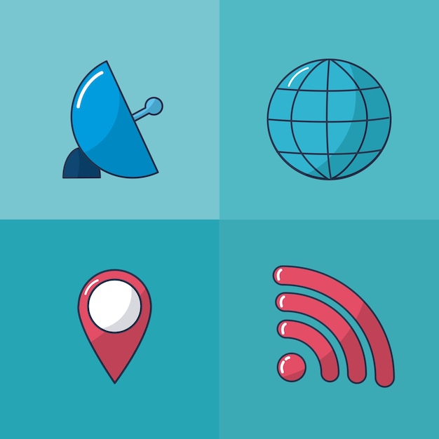 Internet and multimedia set of icons vector illustration graphic design