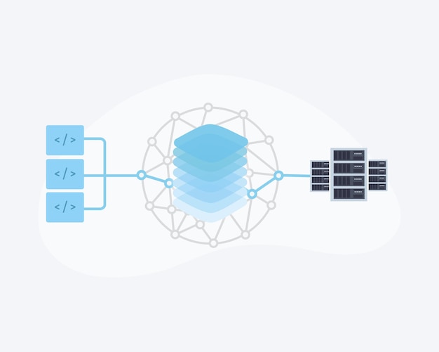 Vector internet networking request sent to server