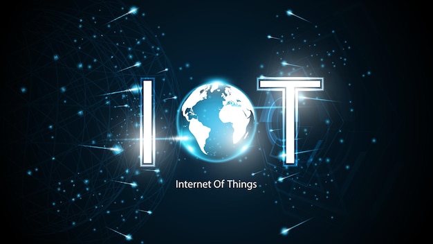 사물 인터넷. Iot 연결 개념. 네트워크 글로벌 연결 기술 배경