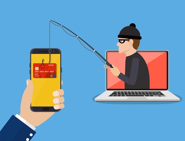 Internet phishing en hacking aanval concept.