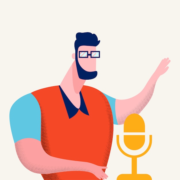 Internet Podcasting Program Vector Illustration