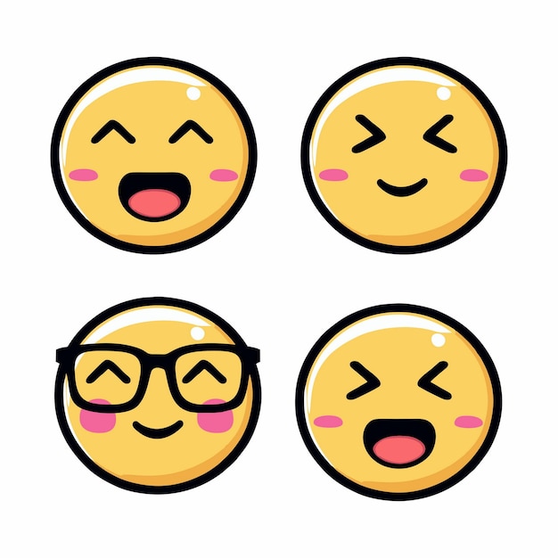 Internet schattig en verschillende emoji's Emoticon