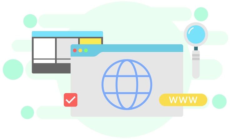 Vector internet search field and magnifying glass