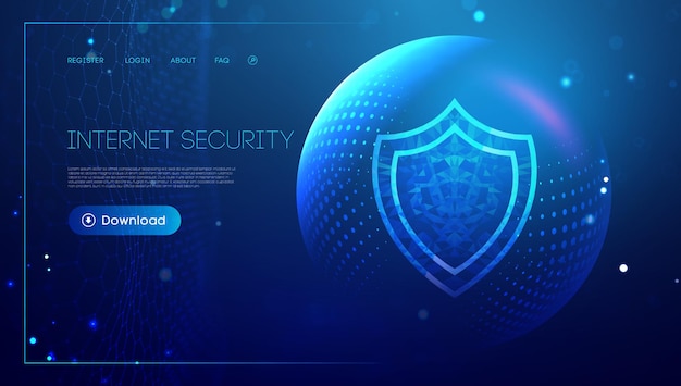 Internet security for computer vpn safety cyber shield concept data security illustration protection