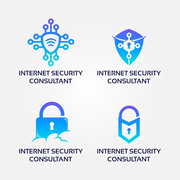 Vettore insieme di logo del consulente di sicurezza internet