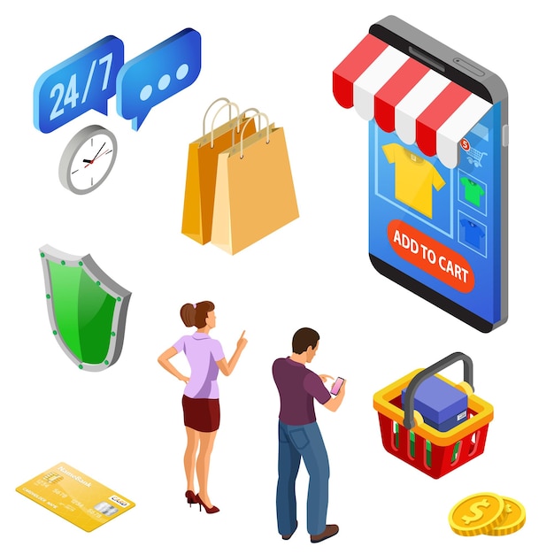 Internet Shopping Online Payments Isometric Concept