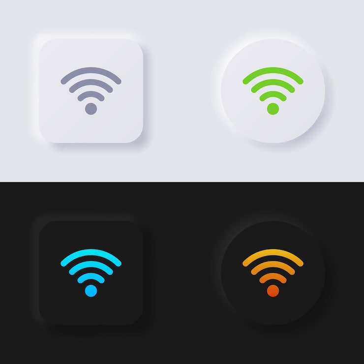 Vector internet signal wave symbol icon set multicolor neumorphism button soft ui design for web design application ui and more button vector