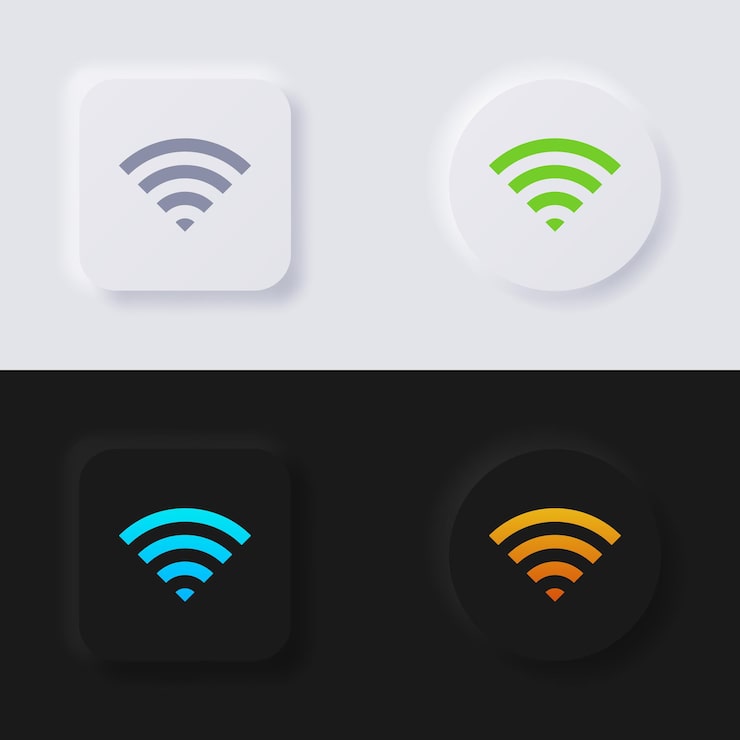 Vector internet signal wave symbol icon set multicolor neumorphism button soft ui design for web design application ui and more button vector