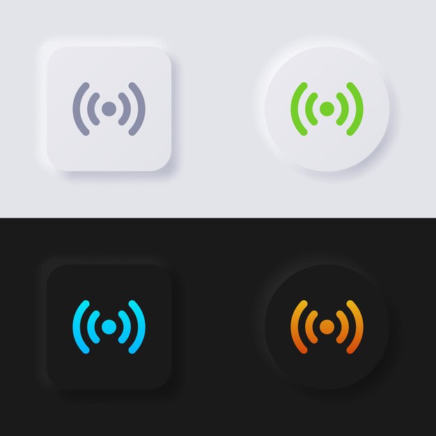 インターネット信号波シンボル アイコン セット多色ニューモーフィズム ボタン ソフト UI デザイン Web デザイン アプリケーション UI など ボタン ベクトル