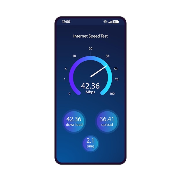 Internet speed test smartphone interface vector template