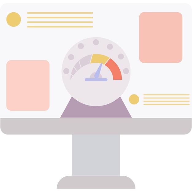 Icona piatta del tachimetro vettoriale del test della velocità di internet