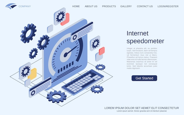 Internet speedometer modern 3d isometric vector concept illustration
