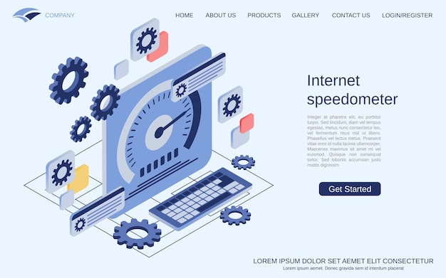 インターネット スピード メーター モダンな 3 d アイソ メトリック ベクトルの概念図