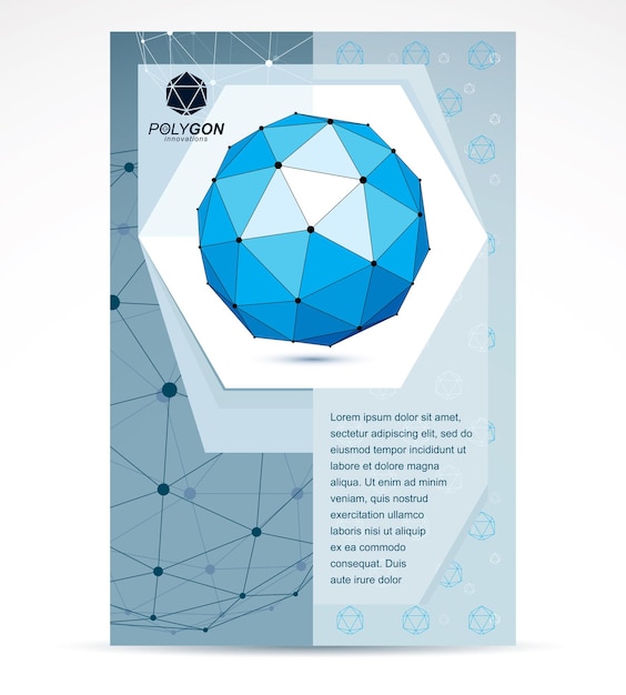 Internet technologies corporation business promotion idea. Abstract vector geometric form, 3d blue shape.