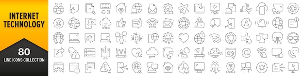 Vector internet technology line icons collection big ui icon set in a flat design thin outline icons pack vector illustration eps10